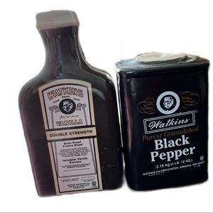 Vintage Watkins Ceramic Bottles, Salt and Pepper Shakers